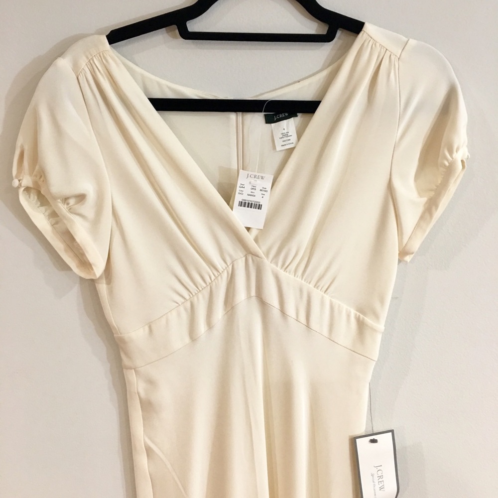 💥NWT J. Crew white SILK formal dress